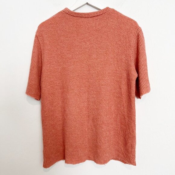 Zara Oversized Ribbed Textured Short Sleeve Raw Hem Shirt Top Blouse Size Small - Picture 8 of 8